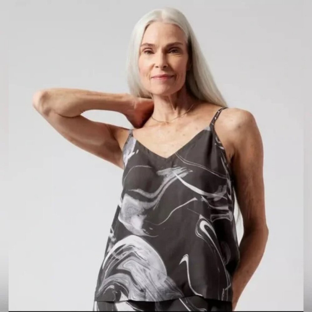 Athleta Calm Cool Cami size XL Gray Marble Swirl